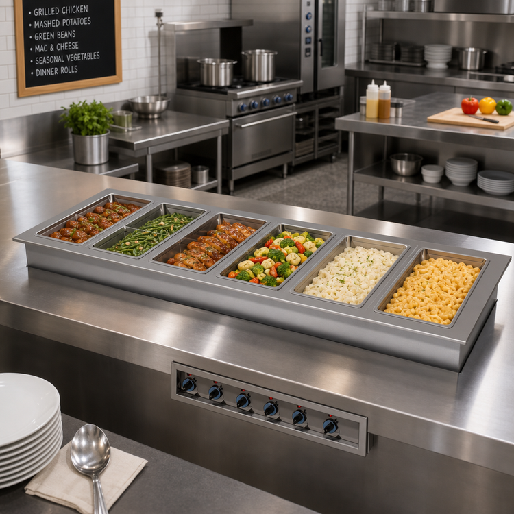 Product image #2 for Advance Tabco Triumph Supreme Drop-In Sealed Electric Hot Food Well, 6 Wells, 208/240V