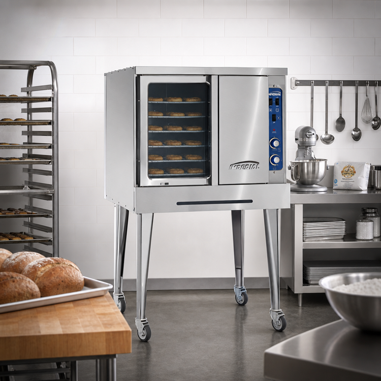 Product image #2 for Imperial Single-Deck Bakery Depth Gas Convection Oven with Window, 50/50 Doors and 5 Racks