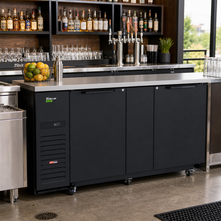Product image #2 for Turbo Air Super Deluxe 2-Section Back Bar Cooler with Solid Doors, 69 Inch, 23 Cu. Ft.