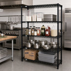 Thumbnail image #2 for Quantum WR74-1460BK Stationary Wire Shelving Starter Kit, 60"W x 14"D x 74"H, 4 Shelves, Black Epoxy Finish