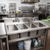 Thumbnail image #2 for BK Resources 48 x 24 Inch 4-Compartment Drop-In Sink with 5-Inch Riser and 2 Faucets
