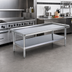 Thumbnail image #2 for Eagle Group 84-3/8 Inch Stainless Steel Griddle/Equipment Stand with 16/300 Top, Open Base, and Adjustable Undershelf