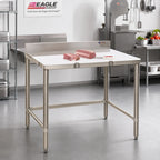 Thumbnail image #2 for Eagle Group TB3048S 48 x 30 in Poly Top Trimming Table with Removable 4 in Backsplash, Two 1/2 in Poly Boards & Stainless Steel Deck