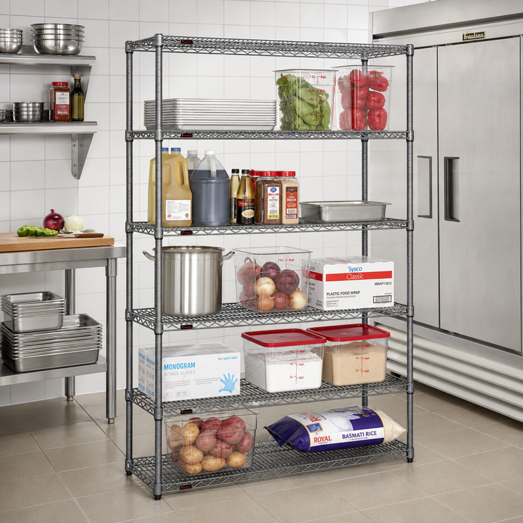 Product image #2 for Red-i-Pak 5-Tier Wire Shelving Unit, 60W x 24D x 63H, Stationary, Pewter Gray Epoxy Finish