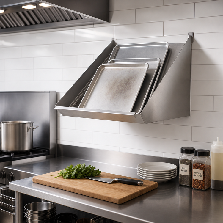 Product image #2 for Serv-Ware 42-Inch Wall-Mounted Slanted Rack Shelf, 304 Stainless Steel