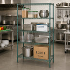Thumbnail image #2 for Quantum WR63-2460P 60"W x 24"D x 63"H Stationary Wire Shelving Starter Kit, 4 Shelves, Green Epoxy Finish