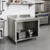 Thumbnail image #2 for Advance Tabco Special Value 48 Inch x 30 Inch 16 Gauge 304 Stainless Steel Economy Open Base Work Table with 5 Inch Backsplash