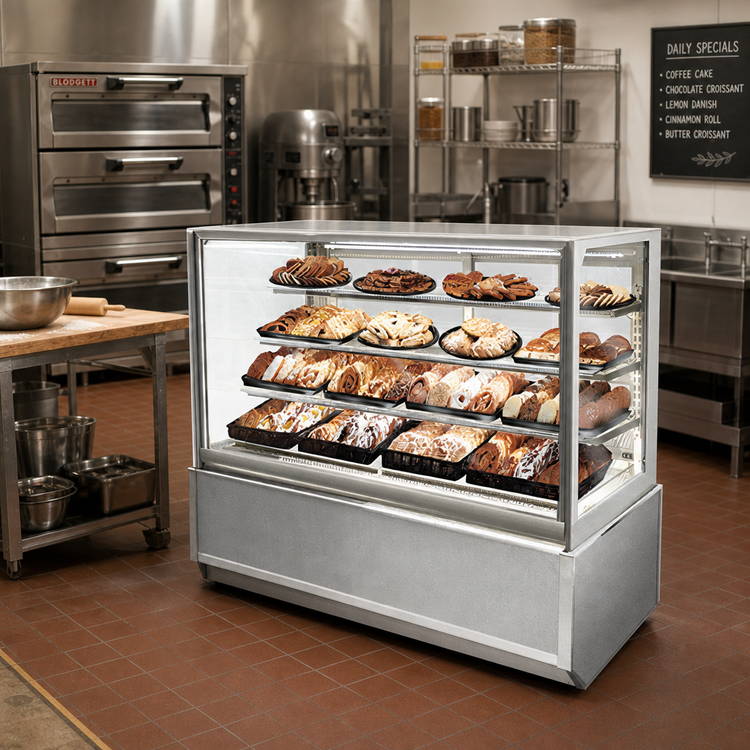 Product image #2 for Federal Industries Italian Glass Series Non-Refrigerated Floor-Standing Full-Service Pastry Display Case, 36-Inch Wide