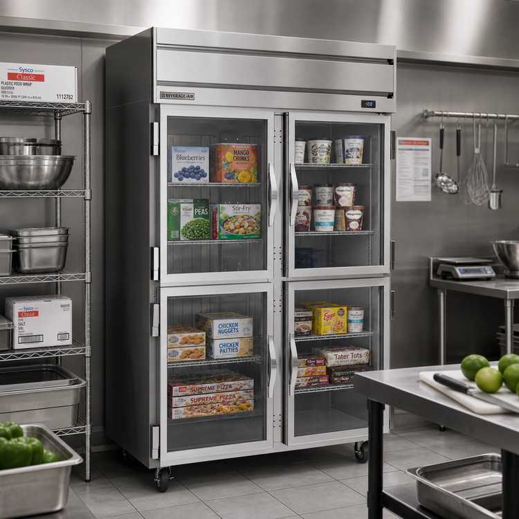 Product image #2 for Beverage-Air Horizon Series Two-Section Reach-In Freezer with 4 Half-Glass Doors