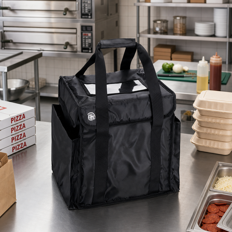 Product image #3 for Deluxe 12-1/2 Inch Square Insulated Delivery Bag, Black