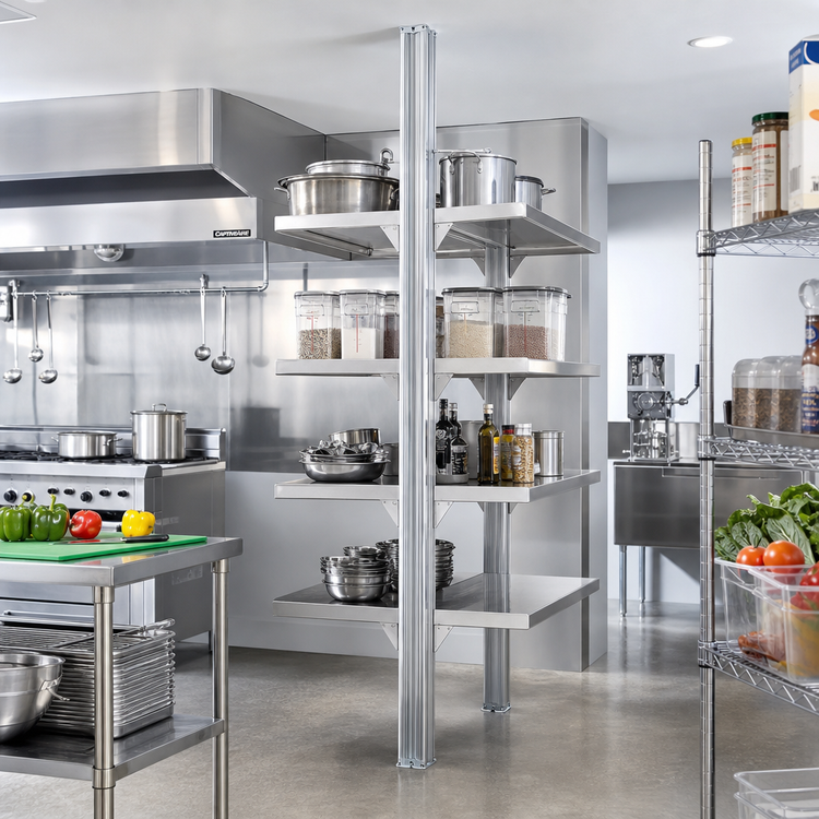 Product image #2 for Eagle Back-to-Back Cantilevered Shelving Upright — Floor-to-Ceiling Mount, 96 Inches (Aluminum)