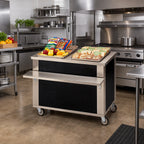 Thumbnail image #2 for Dinex DineXpress DXP3ST 46-Inch Mobile Solid Top Stainless Steel Utility Serving Counter with Open Base