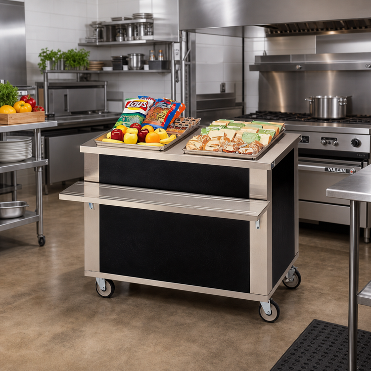 Product image #2 for DineXpress 46-Inch Mobile Solid Top Utility Serving Counter with Stainless Steel Top