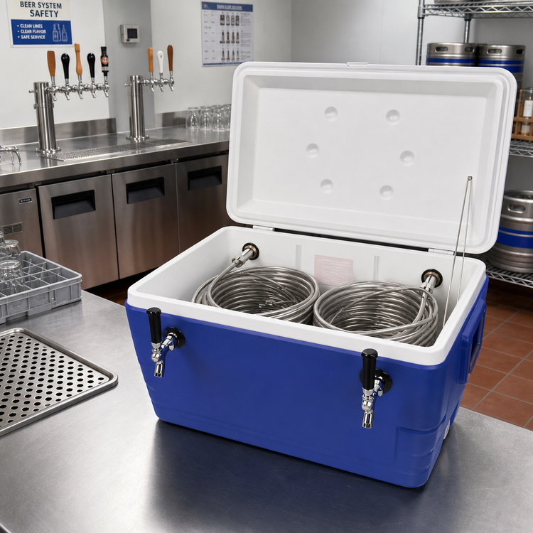 Product image #2 for Micro Matic USA 48 Quart Ice Chest Coil Cooler with 2 Faucets, Blue