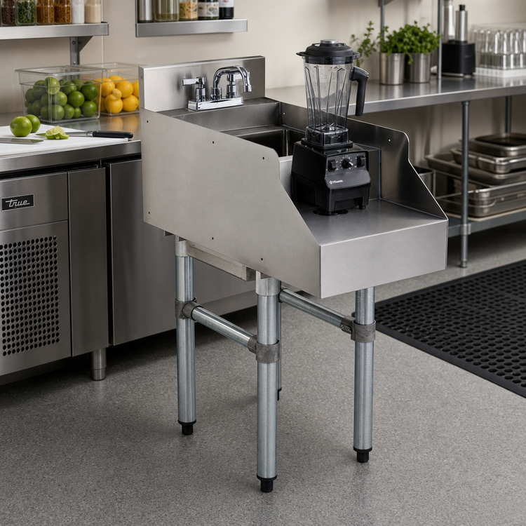 Product image #2 for Advance Tabco Underbar Basics 12-Inch Freestanding Blender Station with Dump Sink and Deck Mount Faucet