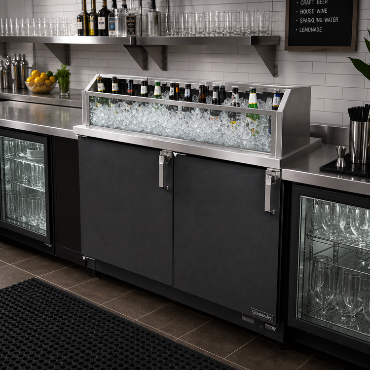 Product image #2 for Glastender 36-Inch Back Bar Glass Ice Display Unit for Bottled Beverages, 12-Inch Deep