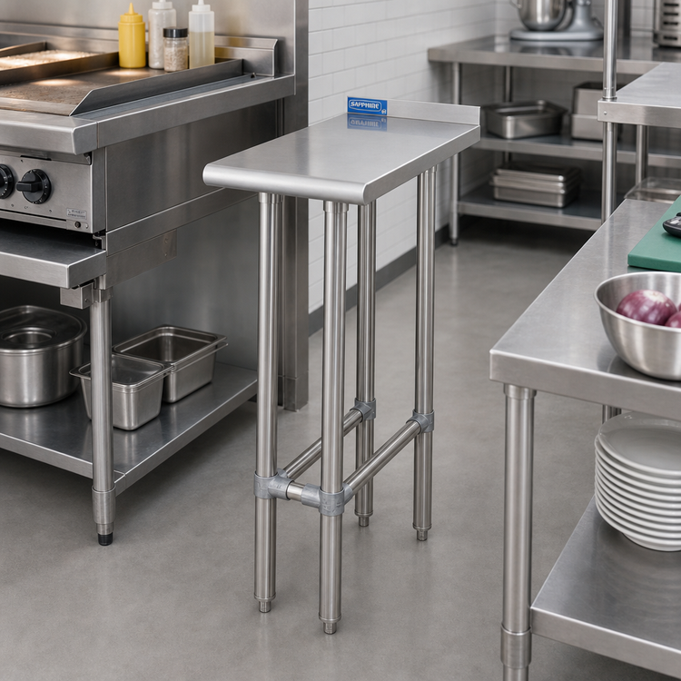 Product image #2 for Sapphire Manufacturing 15" x 24" Stainless Steel Equipment Filler Table with Open Base