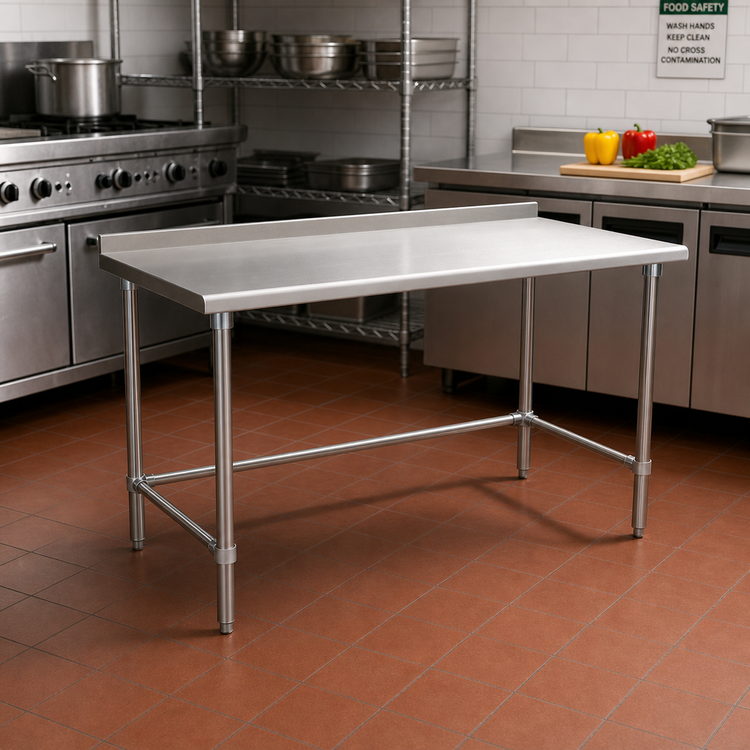 Product image #2 for BlendPort Budget Series 30 Inch x 30 Inch Stainless Steel Work Table with Rear Upturn and Tubular Base