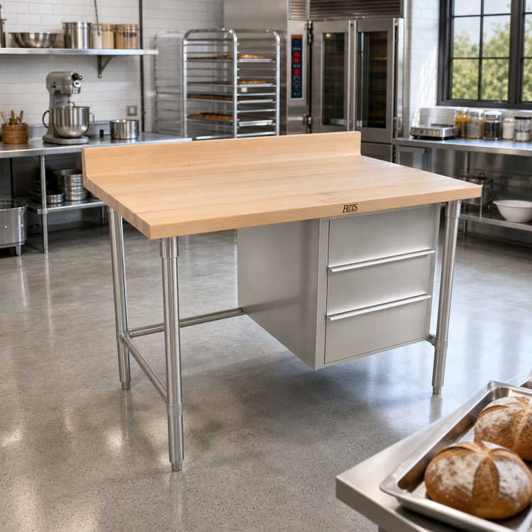 Product image #2 for John Boos 60-Inch x 30-Inch Wood Top Bakers' Table with 3 Drawers
