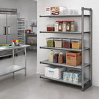 Thumbnail image #2 for Cambro Camshelving® Basics Plus CBA215484S5580 5-Tier Solid Polymer Add-On Shelving Unit, 21 x 54 x 84 Inches, Brushed Graphite