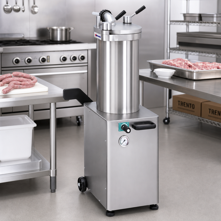 Product image #2 for Trento Automatic Vertical Hydraulic Piston Sausage Stuffer, 48 lb Capacity, Stainless Steel