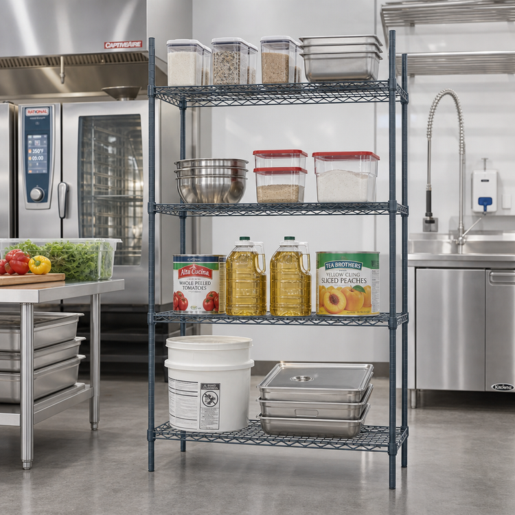 Product image #2 for Mixrite 24 x 18 Inch 4-Shelf Epoxy Wire Shelving Unit with 74-Inch Posts, Slate Gray