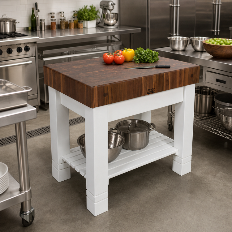 Product image #2 for American Heritage Homestead Block End Grain Walnut Butcher Block Work Table, 36 x 24 x 34 Inches