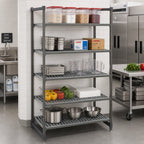Thumbnail image #2 for Cambro Camshelving® Basics Plus CBU245484V5580 5-Tier Vented Polymer Shelving Starter Unit, 24"D x 54"W x 84"H, Brushed Graphite