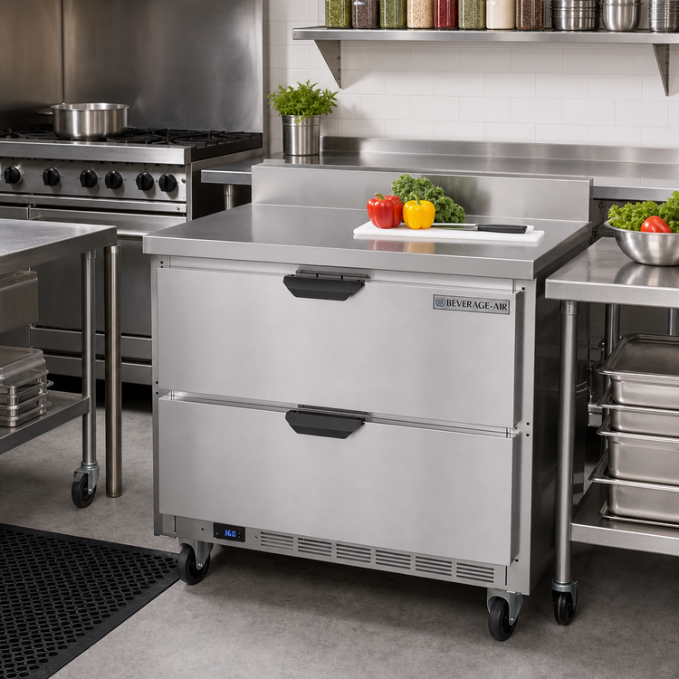 Product image #2 for Beverage-Air 36-Inch Worktop Drawer Refrigerator, 2 Drawers, 8.5 Cu. Ft., Rear-Mounted Self-Contained Refrigeration