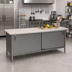 Thumbnail image #2 for John Boos EBSP3-3096 96 x 30-Inch 3/4-Inch Poly Top Work Table with Stainless Steel Cabinet Base and Sliding Doors