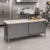 Thumbnail image #2 for John Boos 96-Inch x 30-Inch Poly Top Work Table with Enclosed Cabinet Base and Sliding Doors
