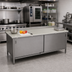 Thumbnail image #2 for Stainless Steel Poly Top Work Table with Cabinet Base and Sliding Doors, 108 x 30 Inches