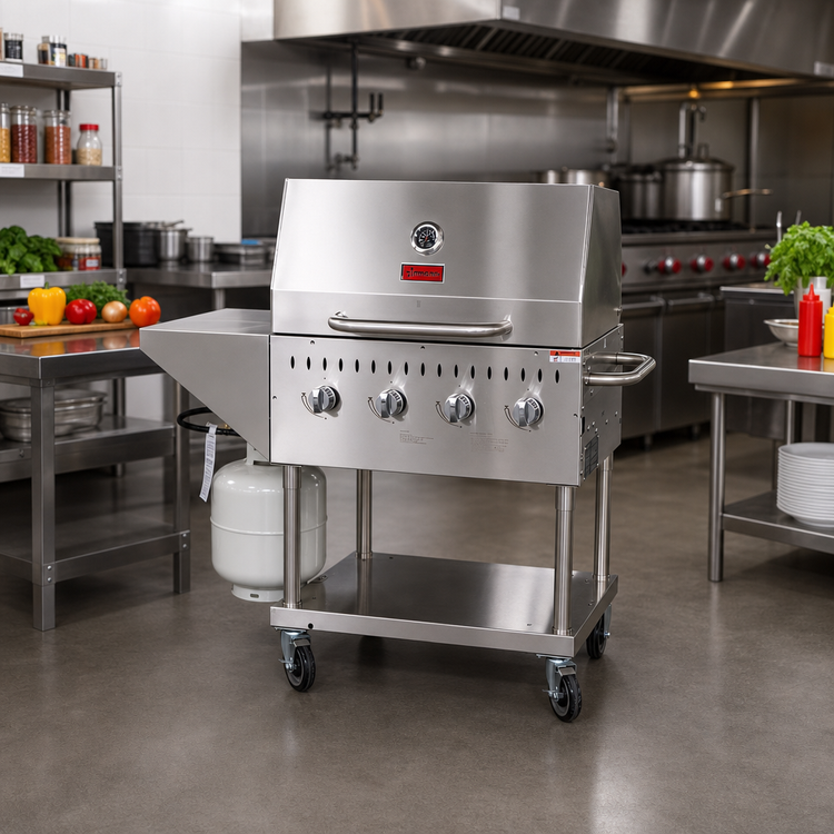 Product image #2 for Omcan Mobile 4-Burner Stainless Steel Outdoor Propane BBQ Charbroiler