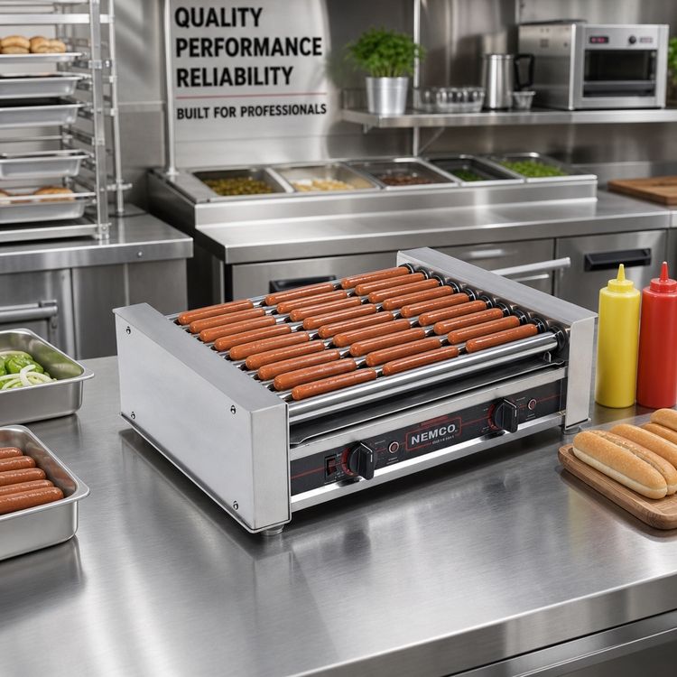 Product image #2 for Roll-A-Grill Wide 10-Roller Hot Dog Grill, 45 Hot Dog Capacity, 900 Hot Dogs per Hour, 230V
