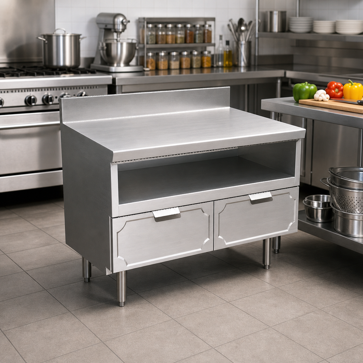Product image #2 for La Rosa 18-Inch x 32-Inch Stainless Steel Utility Stand with Dry-Drawer Base