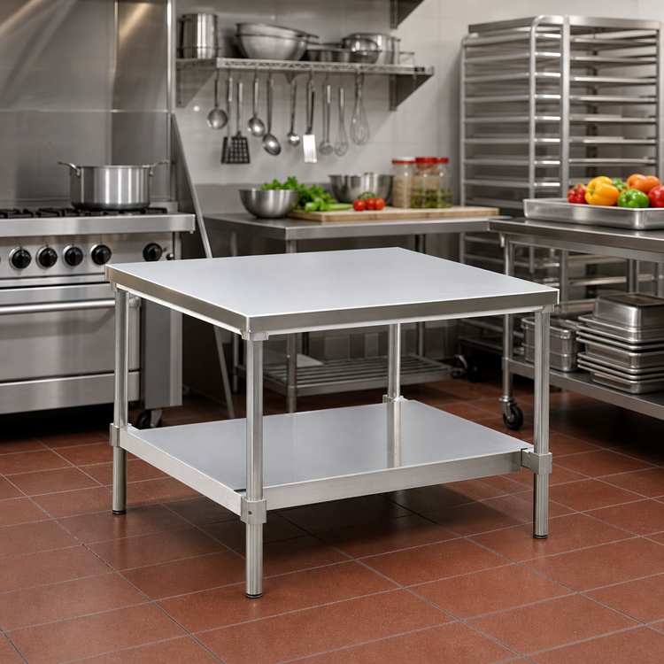 Product image #2 for New Age 36-Inch x 24-Inch Stationary Aluminum Equipment Stand with 12-Gauge Marine-Edge Top and Adjustable Undershelf