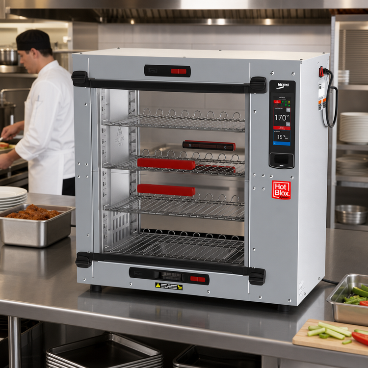 Product image #3 for Metro HotBlox Xpress S8 Pass-Thru Countertop Quick-Pick 4-Shelf Heated Holding Cabinet with Touchscreen Controls
