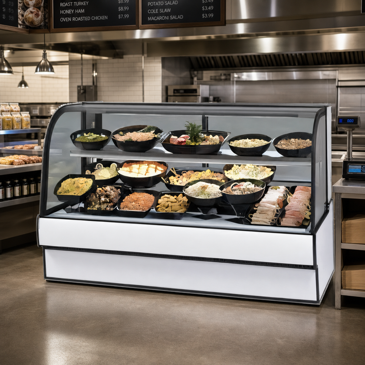 Product image #2 for Federal Industries Curved Glass Full-Service Refrigerated Deli Case, 77.13-Inch, Self-Contained