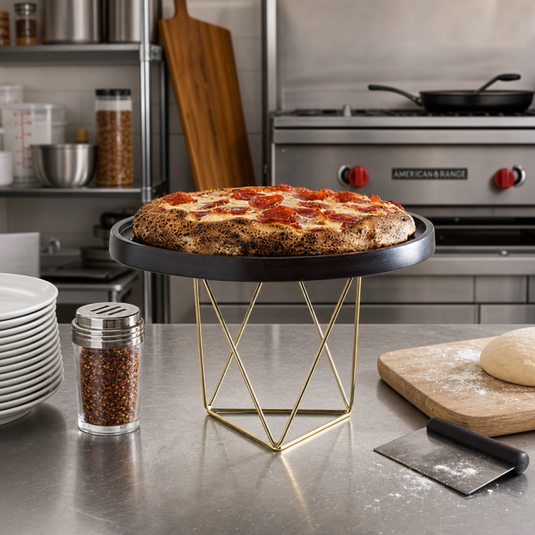 Product image #2 for American Metalcraft Geometric Stainless Steel Pizza Stand Riser, 7-Inch