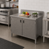 Thumbnail image #2 for John Boos Enclosed Base Work Table with Hinged Doors, 36 x 24 Inch, 16 Gauge Stainless Steel Top, 5 Inch Backsplash