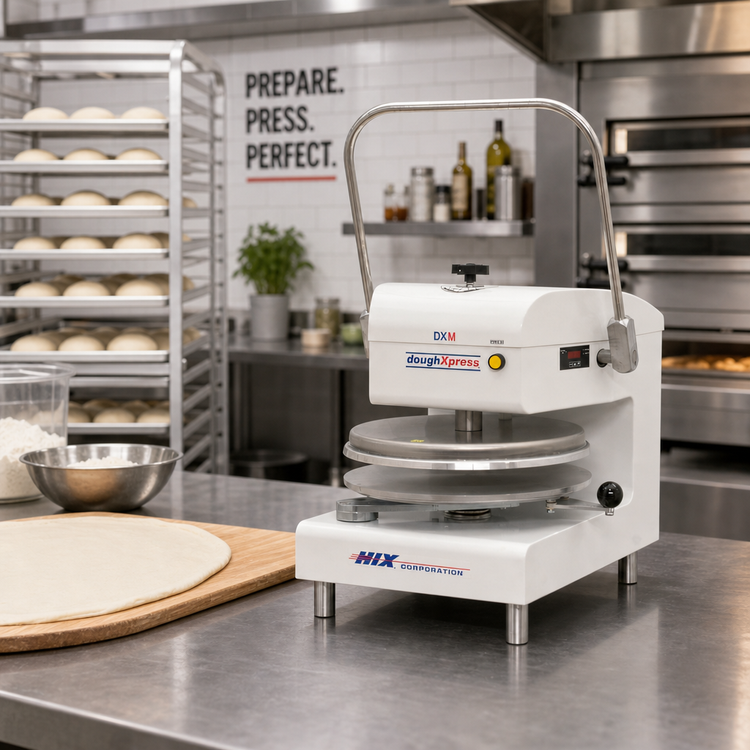 Product image #3 for DoughXpress DXM-W Manual Heated Pizza Dough Press, Up to 18-Inch Diameter, White