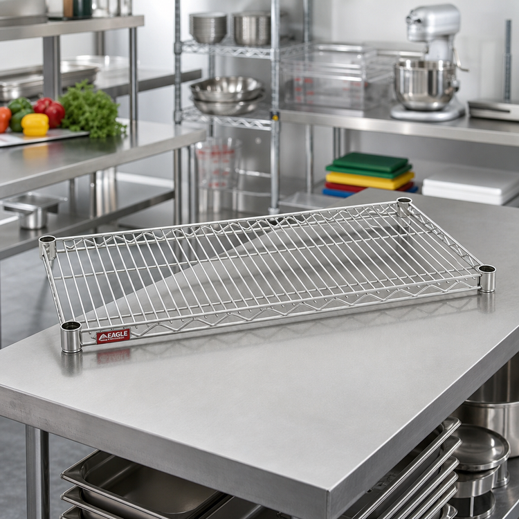 Product image #2 for Eagle Group QuadTruss 30 Inch W x 18 Inch D Electropolished Stainless Steel Wire Shelf