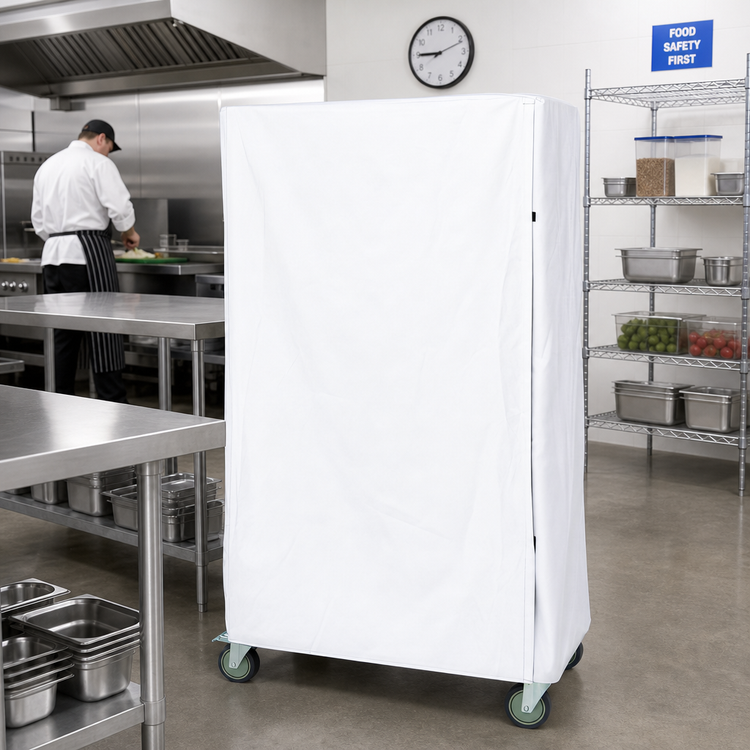 Product image #2 for Quantum White 400 Denier Nylon Wire Cart Cover with Zipper Flap, 18 x 72 x 63 Inch