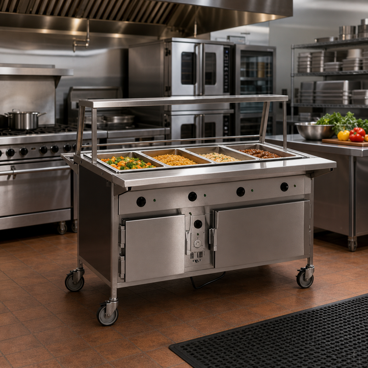 Product image #2 for Atlas Metal CAHB-4 4-Well Electric Hot Food Serving Counter with Heated Base