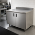 Thumbnail image #2 for 72-Inch x 30-Inch Enclosed Stainless Steel Work Table with Cabinet Base, Hinged Doors, and 5-Inch Backsplash