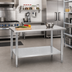 Thumbnail image #2 for Eagle Spec-Master 60 In. W x 30 In. D Flat Top Work Table with 300 Series Stainless Steel Top and Adjustable Galvanized Undershelf