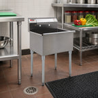 Thumbnail image #2 for Eagle Group 1818-1-16/3-1X One-Compartment 304 Stainless Steel Utility Sink, 18 x 18 x 13-3/8 Inch Bowl, 8-Inch Backsplash, Galvanized Legs
