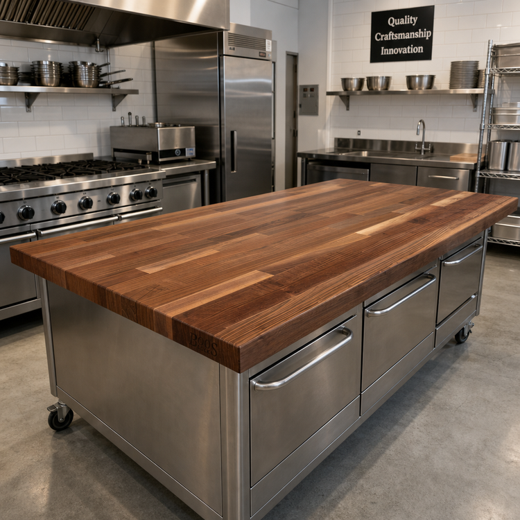 Product image #2 for Boos Block 60-Inch x 27-Inch American Black Walnut Blended Edge Grain Kitchen Countertop with Varnique Finish