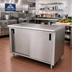 Thumbnail image #2 for Advance Tabco Special Value Series Enclosed Economy Work Table with Cabinet Base, Mid-Shelf and Sliding Doors, 84 x 24 Inches