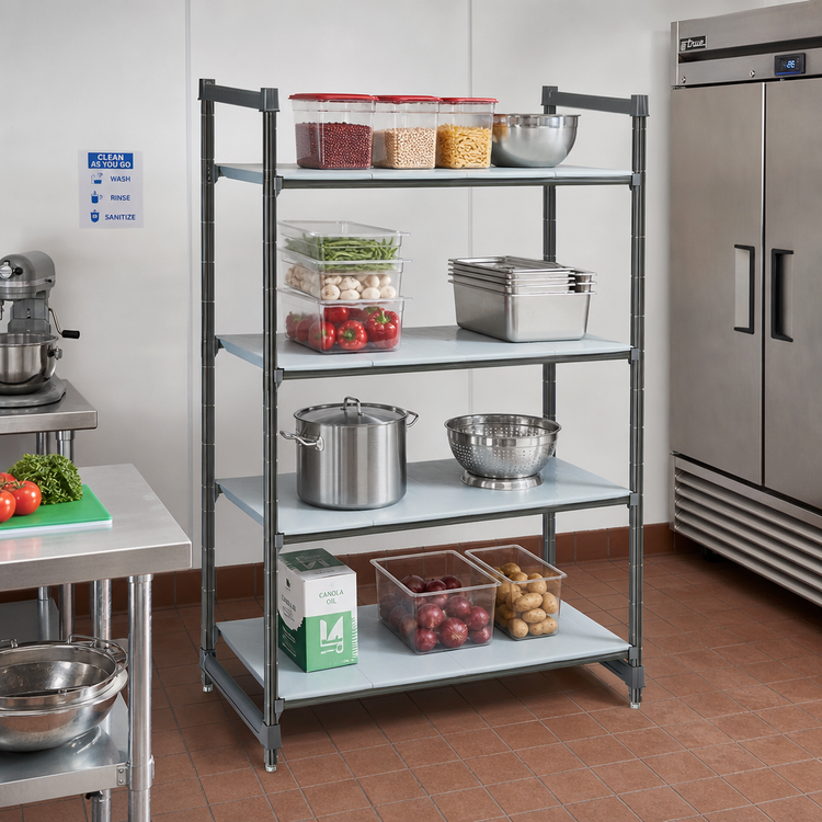 Product image #2 for Cambro Camshelving Basics Plus 24" x 42" x 64" 4-Tier Solid Stationary Starter Unit